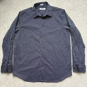 Calvin Klein Men's Purple Striped Button Down Shirt Sz L